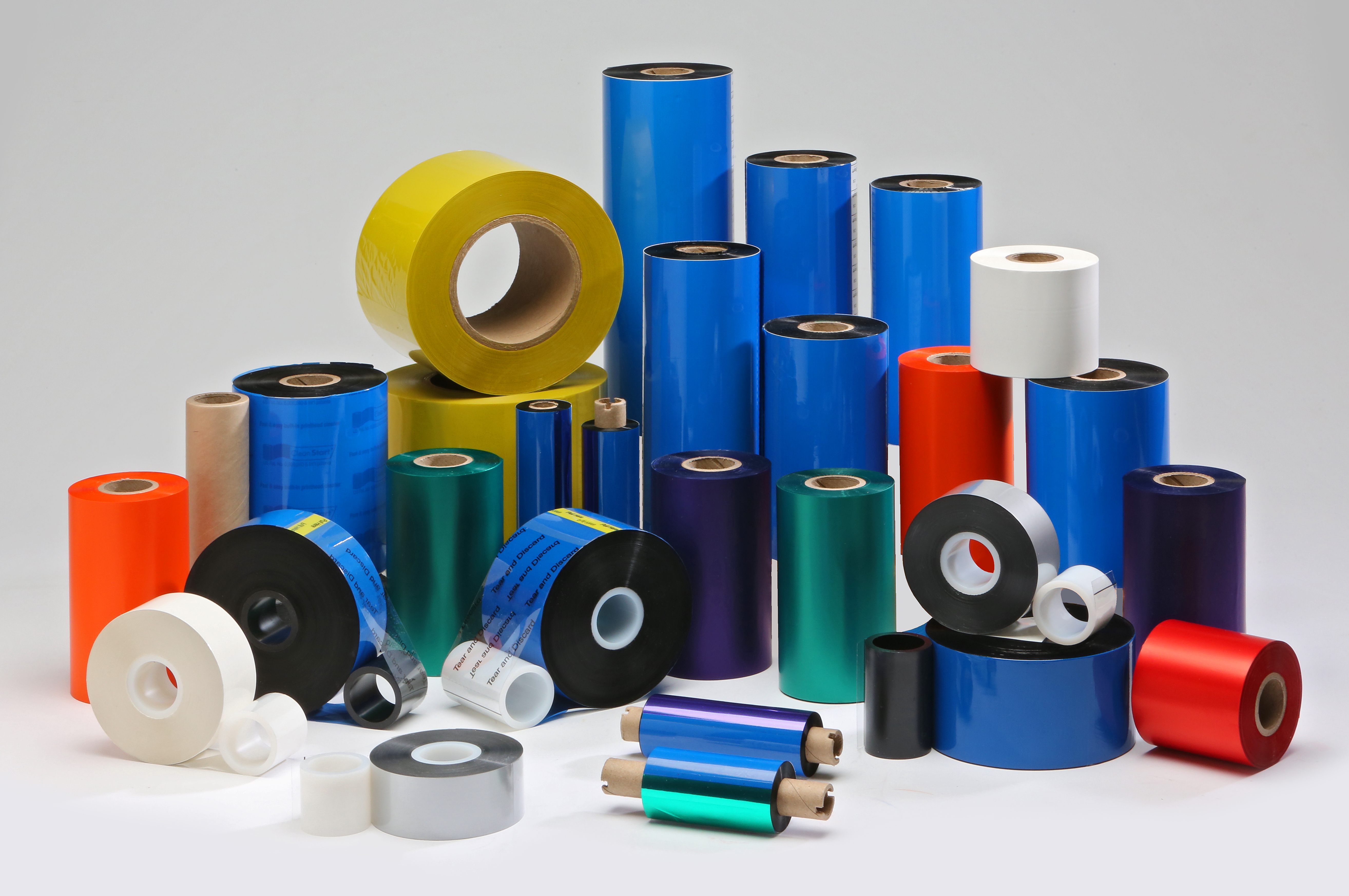 Rolls of Coloured Thermal Transfer Ribbons.